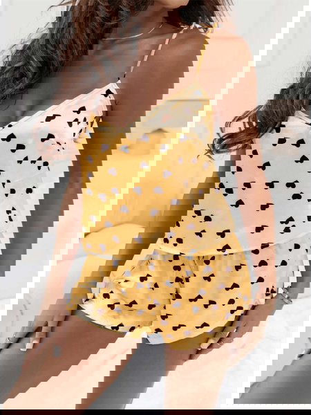 Złota satynowa piżama w...