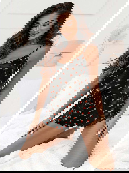 Czarna satynowa piżama w... 2