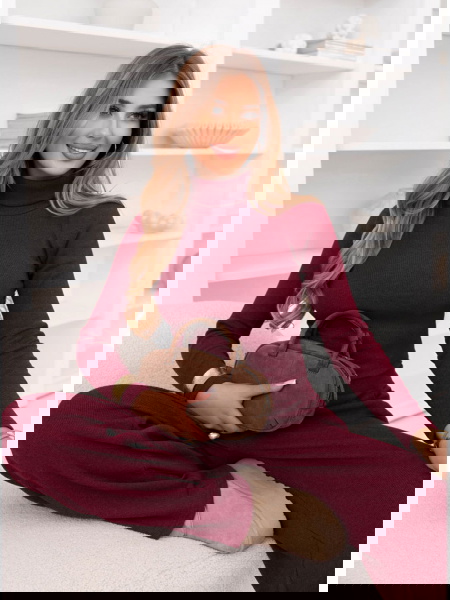 Bordowy prążkowany komplet... 2