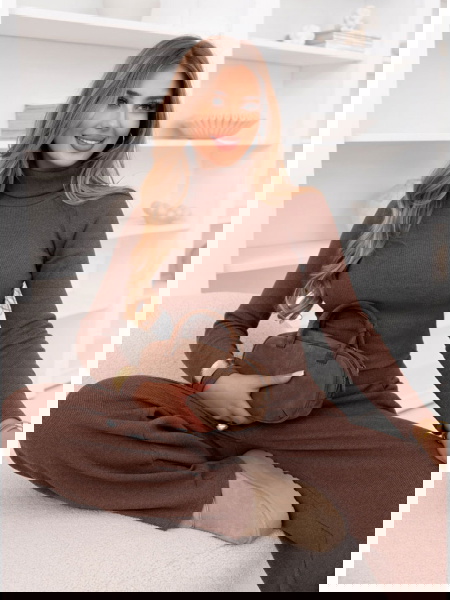 Prążkowany komplet bluzka z...