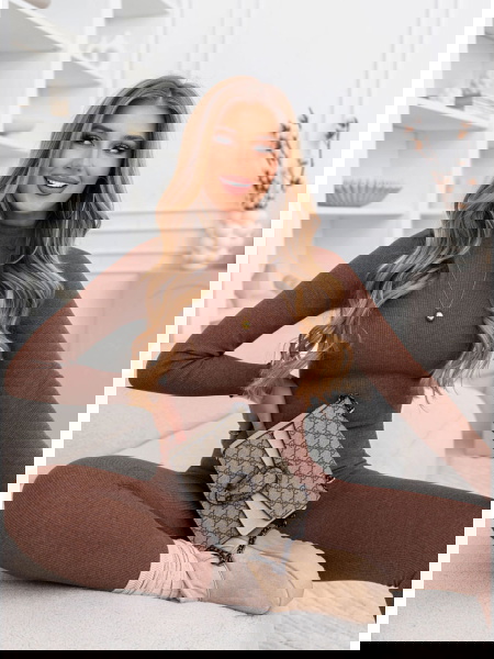 Prążkowany komplet bluzka z...