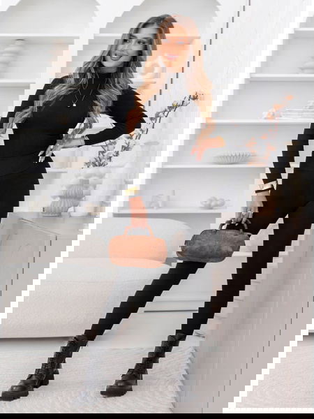 Czarny prążkowany komplet... 2