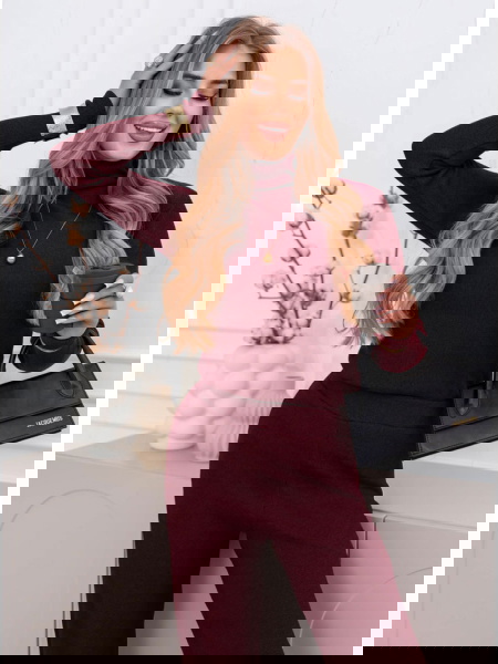 Bordowy komplet bluzka z...