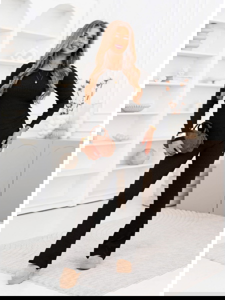 Czarny prążkowany komplet...