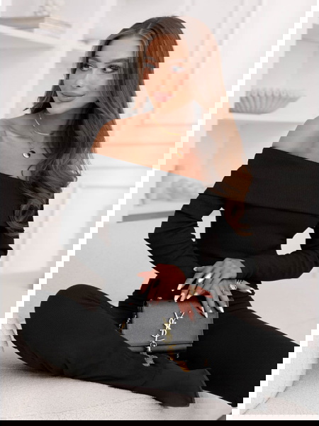 Czarny prążkowany komplet... 2