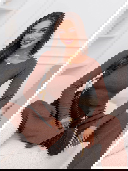 Prążkowany komplet bluzka i...