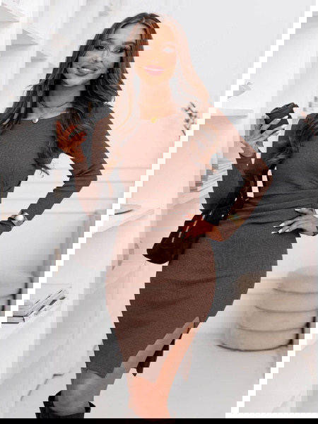 Sukienka prążkowana mini z...