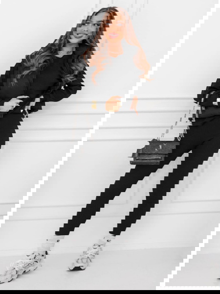 Czarny prążkowany komplet... 2