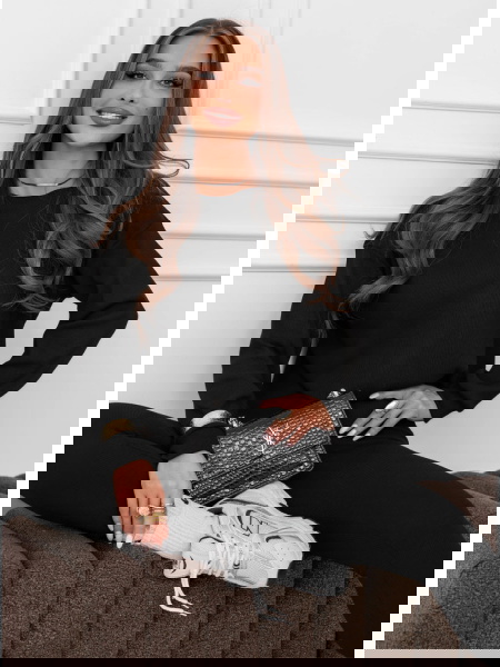 Czarny prążkowany komplet...