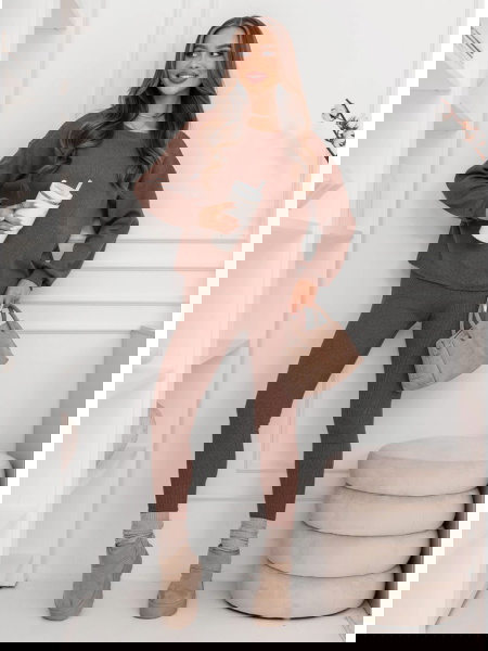 Prążkowany komplet bluzka i...