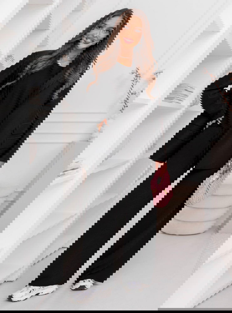 Czarny komplet bluzka i spodnie Judie