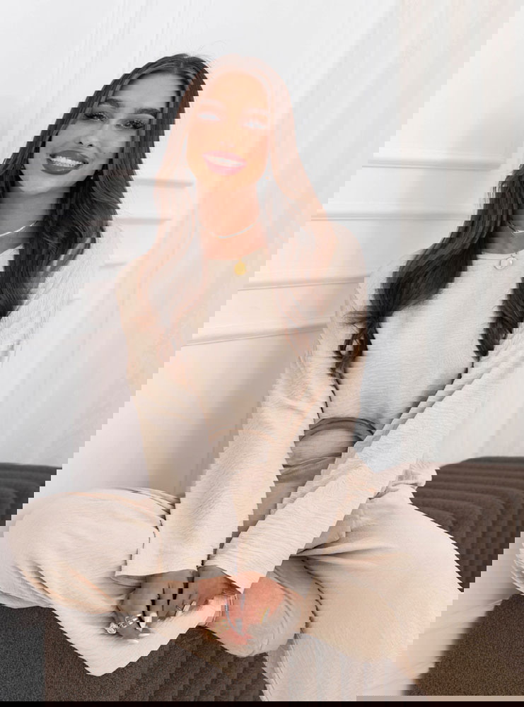 Beżowy komplet bluzka i spodnie Judie