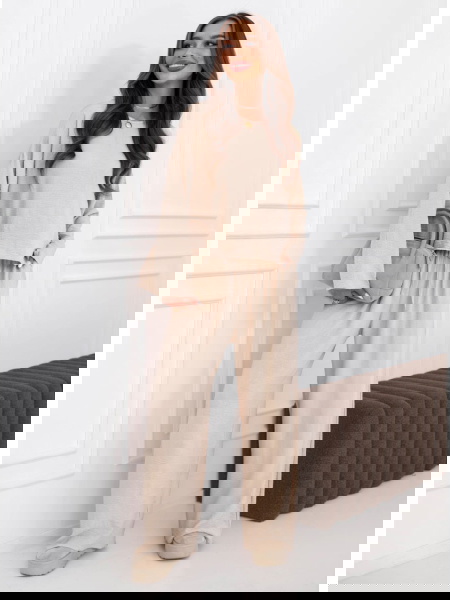 Beżowy komplet bluzka i... 2