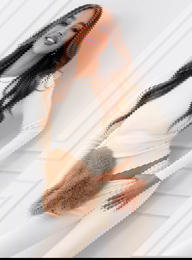 Prążkowany komplet bluzka i spodnie...