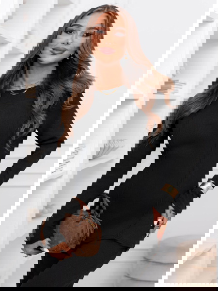 Czarny prążkowany komplet... 2