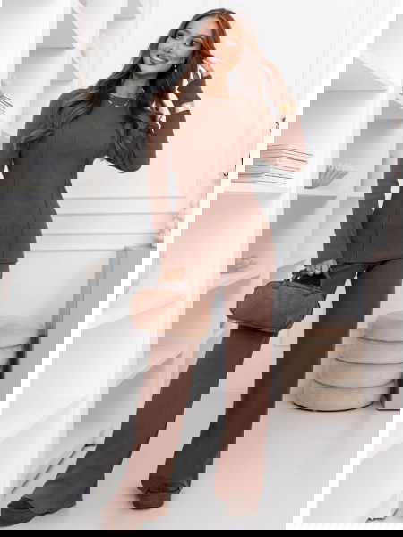 Prążkowany komplet bluzka i...