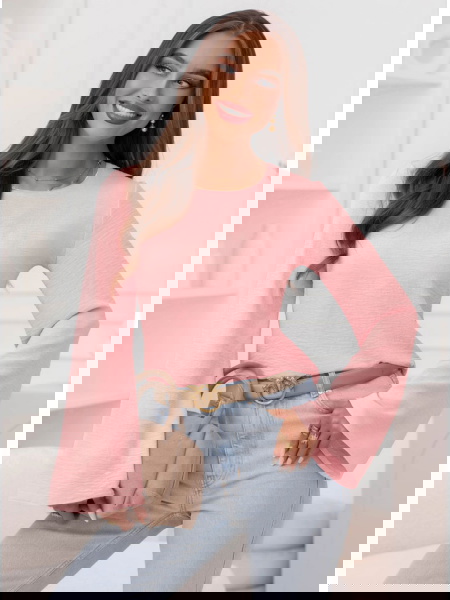 Pudrowa bluzka z szerokimi... 2