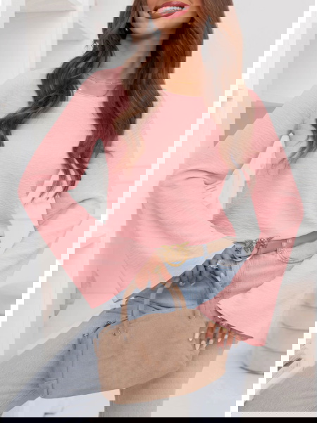 Pudrowa bluzka z szerokimi...