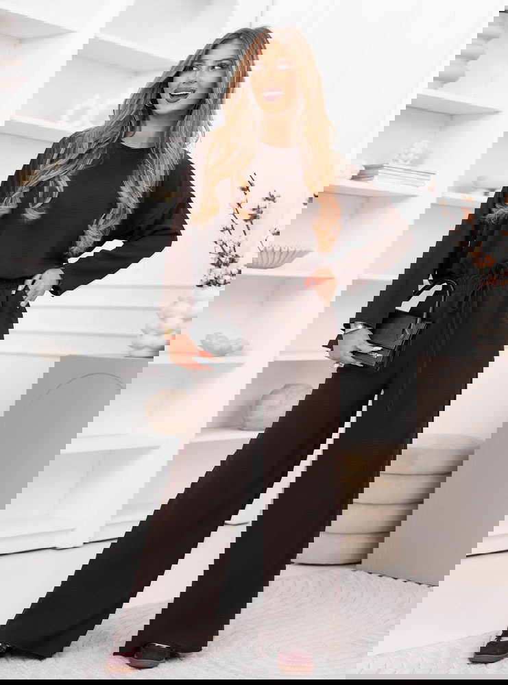 Czekoladowy komplet bluzka i spodnie...