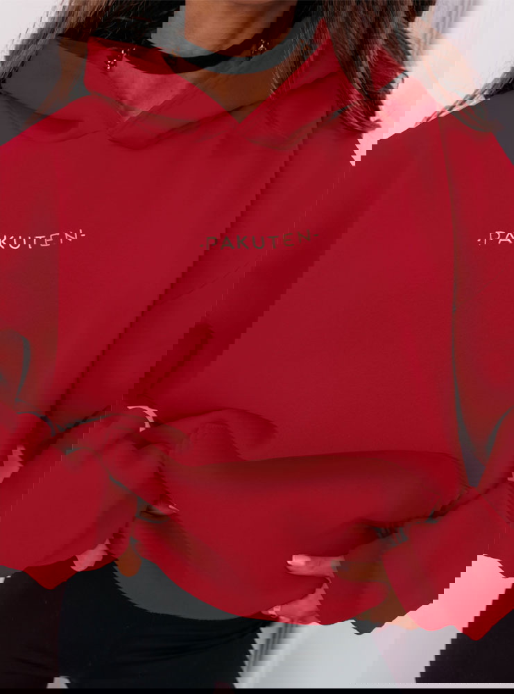 Malinowa logowana bluza oversize z...