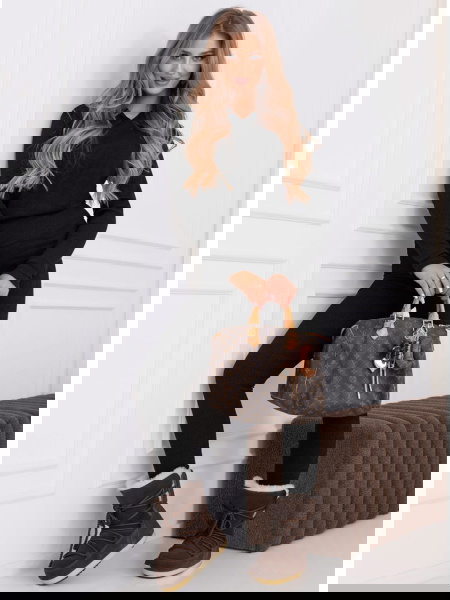 Czarny prążkowany komplet...