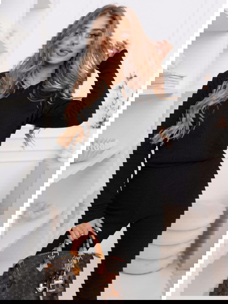 Czarny prążkowany komplet... 2