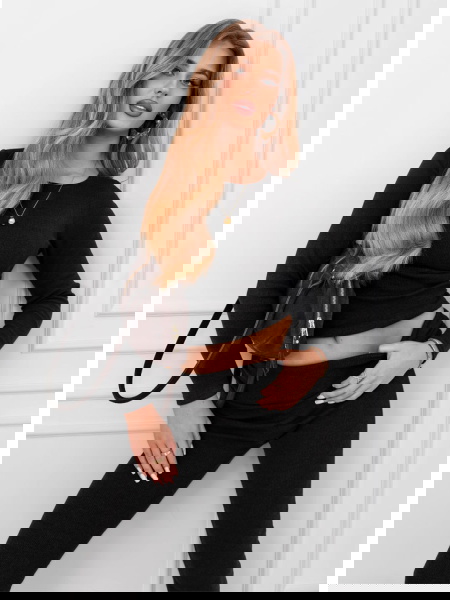 Czarny prążkowany komplet...