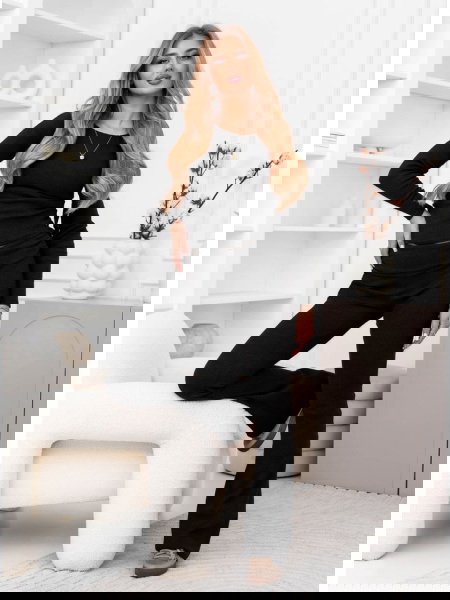 Czarny prążkowany komplet... 2