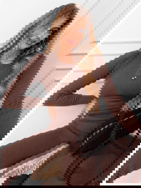 Prążkowany komplet bluzka i...