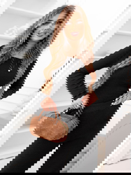 Czarny prążkowany komplet... 2