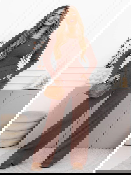 Prążkowany komplet bluzka i...