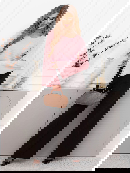 Pudrowa bluzka z szerokimi... 2