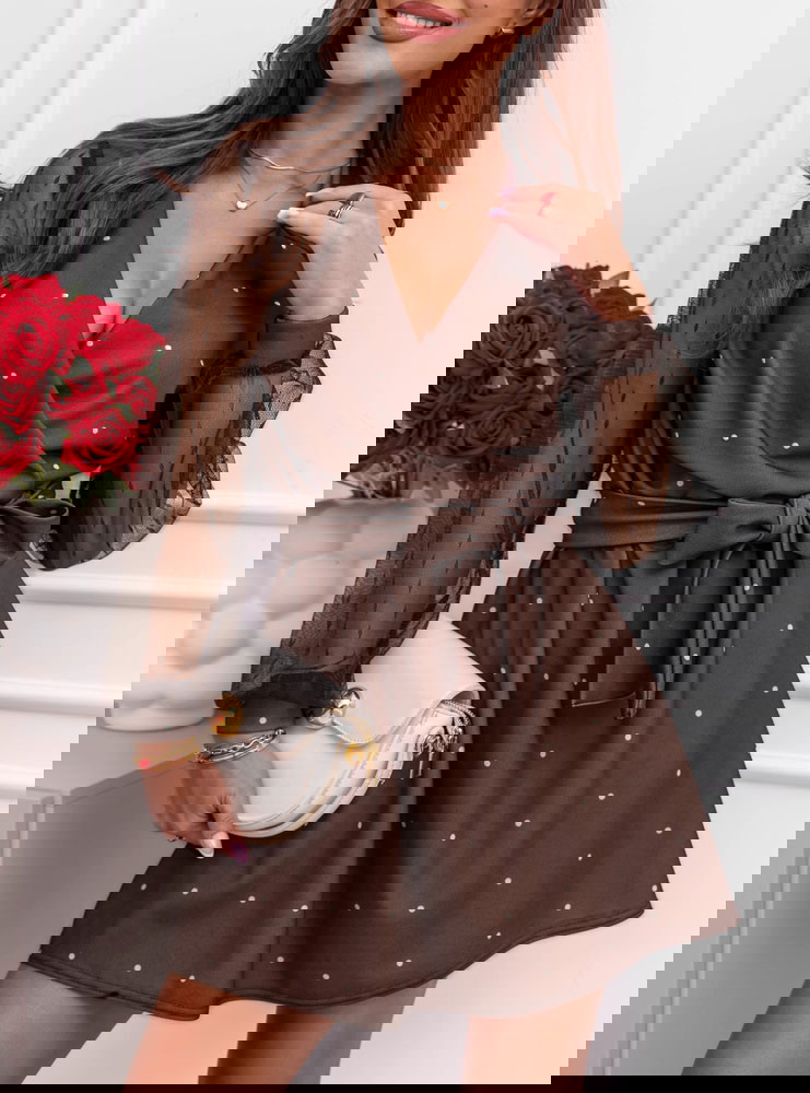 Sukienka z przekładanym dekoltem i...