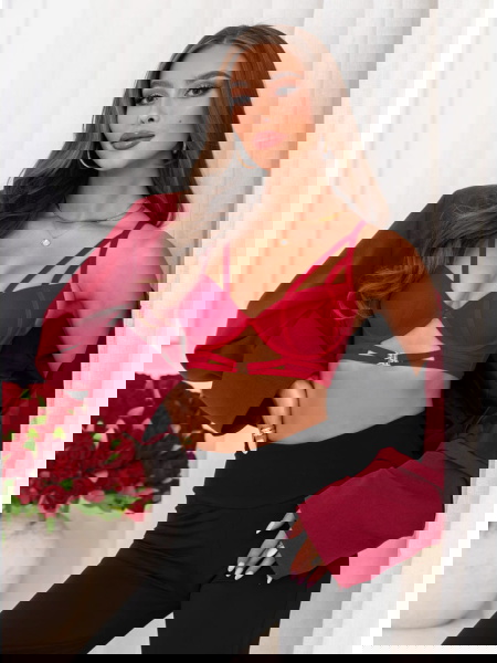 Bordowy biustonosz z...