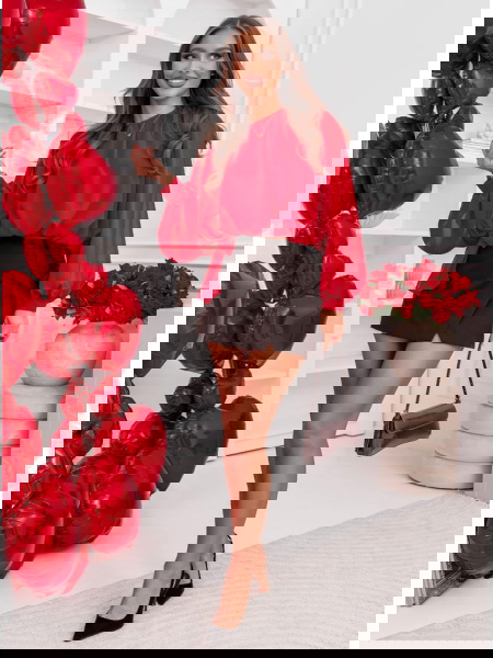 Malinowa bluzka z... 2