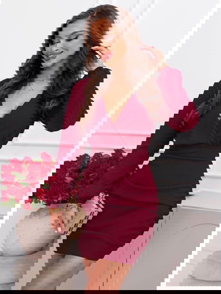 Bordowa sukienka mini z...