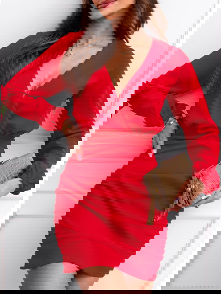 Malinowa sukienka mini z...