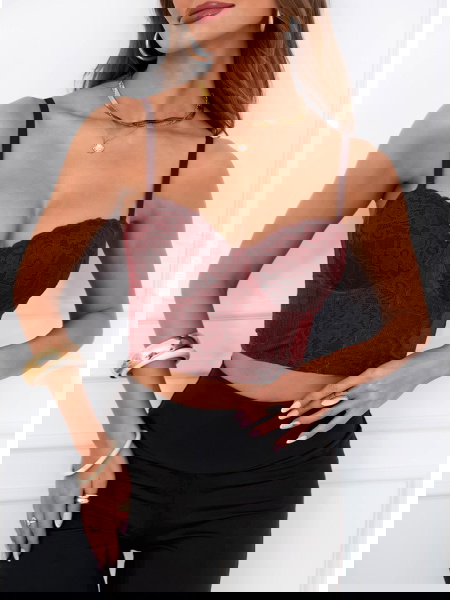 Bordowy stanik gorsetowy z...