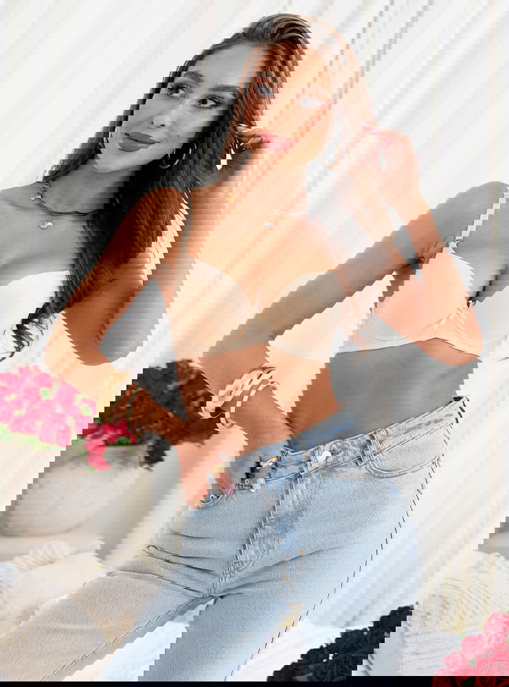 Beżowy biustonosz gładki Natille