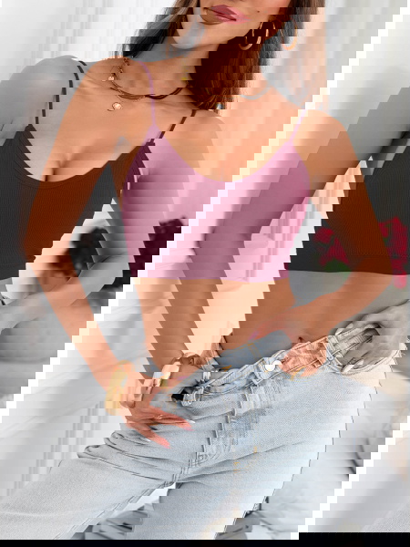 Bordowy stanik typu crop...