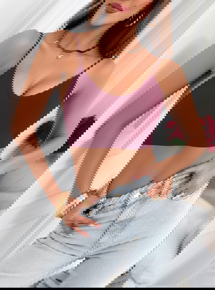 Bordowy stanik typu crop top Forienna