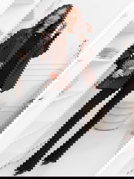 Czarny prążkowany komplet... 2