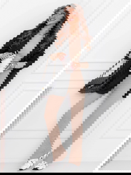 Beżowy prążkowany komplet... 2