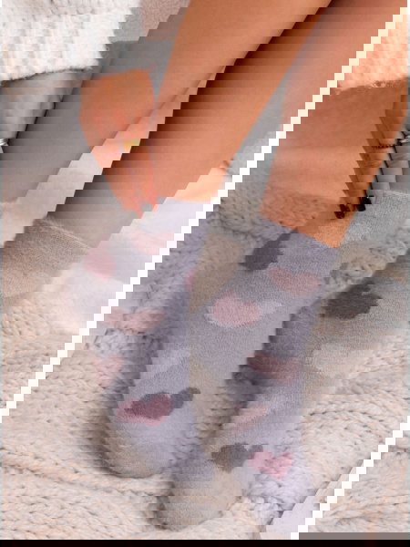 Szare skarpetki z ozdobnym...