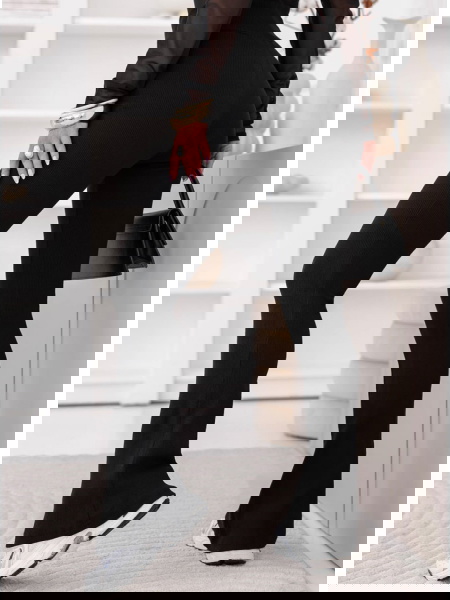 Czarne prążkowane spodnie z... 2