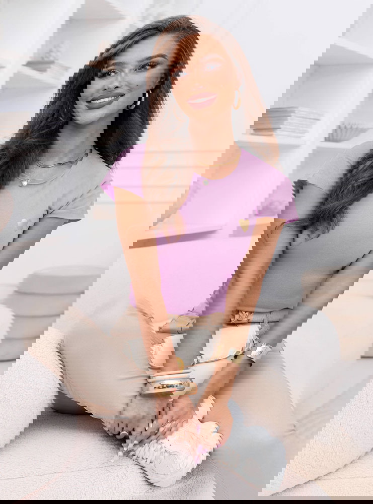 Liliowa koszulka na krótki rękaw z...