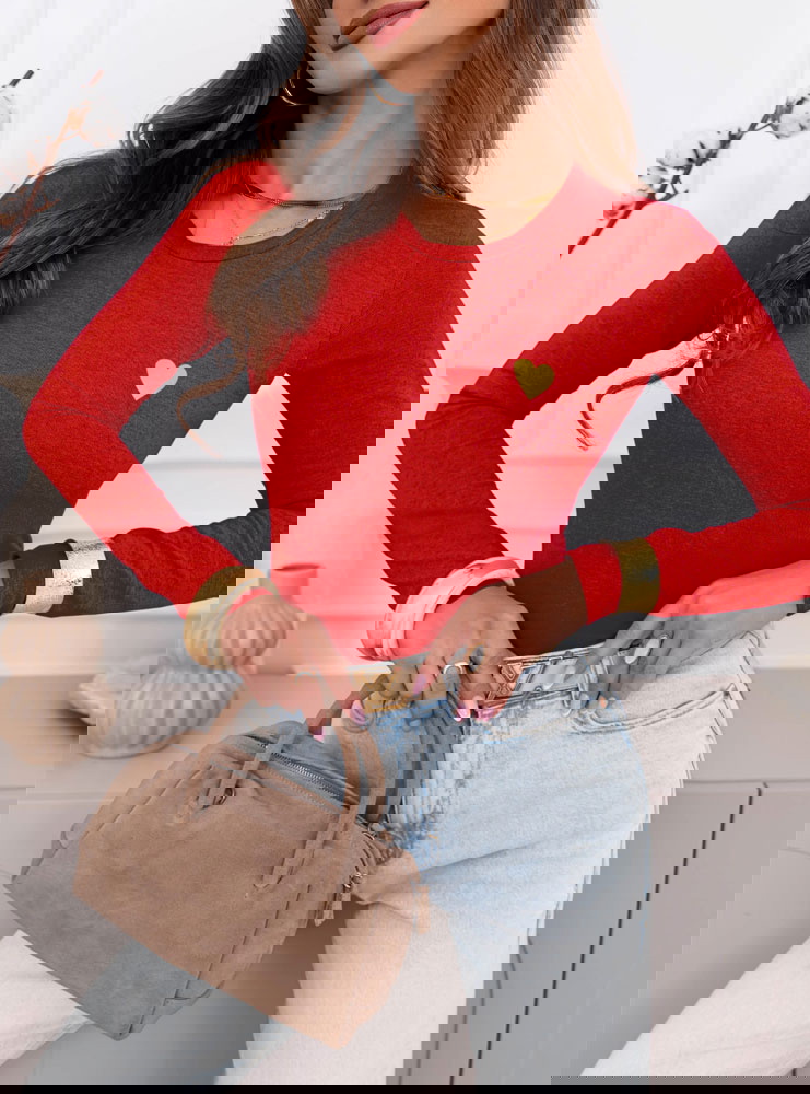 Malinowa koszulka na długi rękaw z...