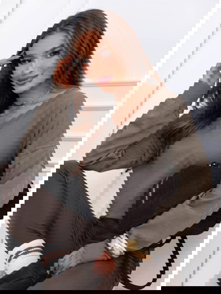 Bluza oversize z dekoltem w...