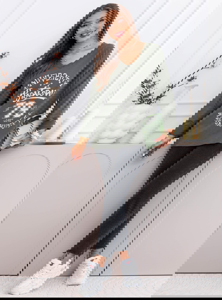 Bluzka z nadrukiem Samerra - khaki