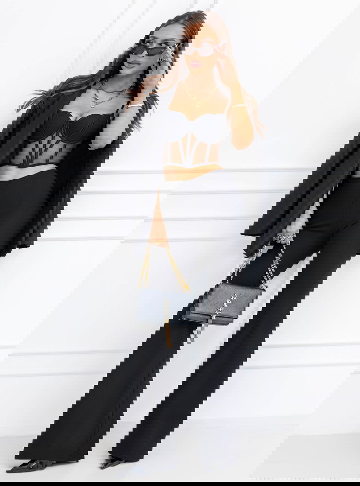 Czarne spodnie z wysokim stanem i...